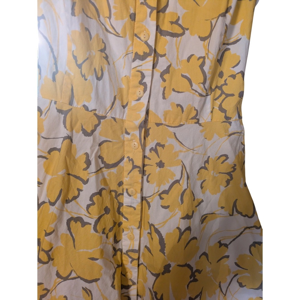 Karin Stevens Petites Yellow Floral Cotton Sleeveless Button Front Midi 10P - Picture 3 of 6